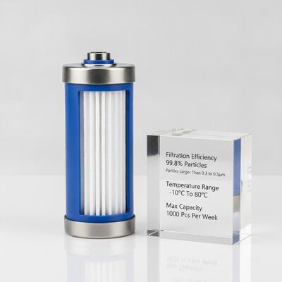 Efficienza di filtrazione 998% di particelle più grandi da 03 a 05um Intervallo di temperatura dell'elemento filtrante a cartuccia da meno 10°C a 80°C Capacità massima 1000 pezzi a settimana
